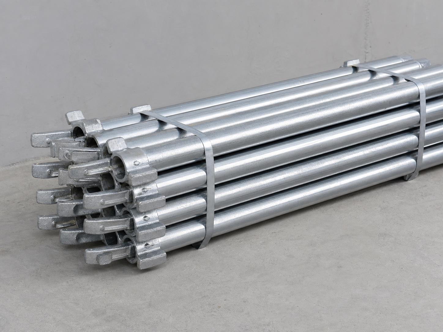 Galvanized horizontal scaffold ledgers